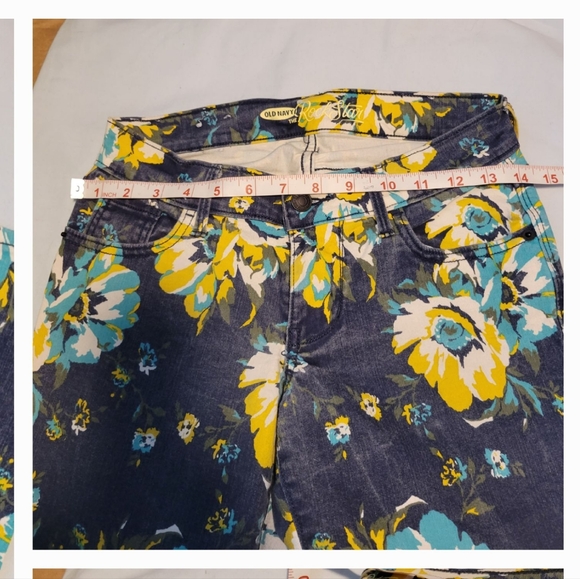 Old Navy Blue and Yellow Skinny Jeans with Bold Pattern - Picture 2 of 6